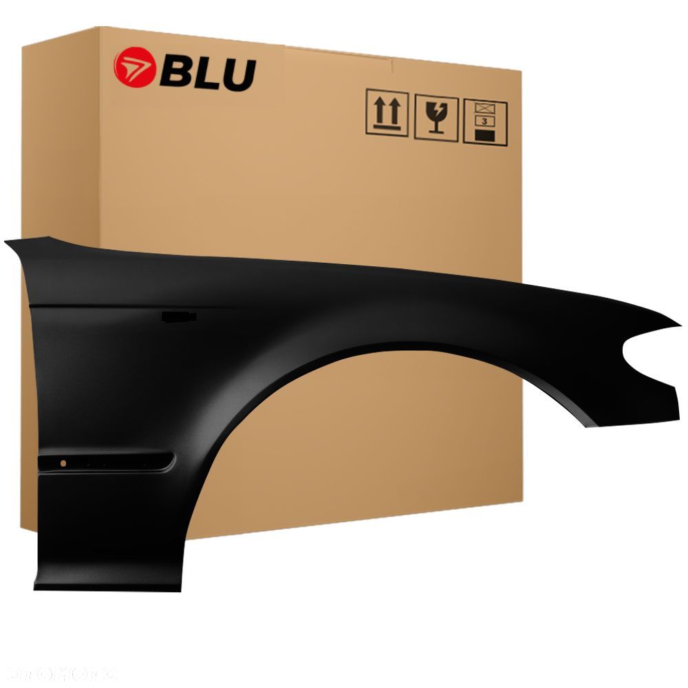 BLU Błotnik BMW 3 E46 668 prawy czarny 01-05 przód sedan kombi FL LCI ocynk Schwarz II - 1