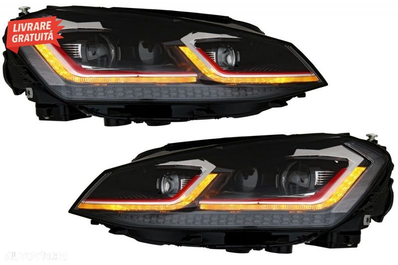 Faruri LED Bi-xenon Look VW Golf 7 VII (2012-2017) Facelift G7.5 GTI Design cu Sem- livrare gratuita - 9
