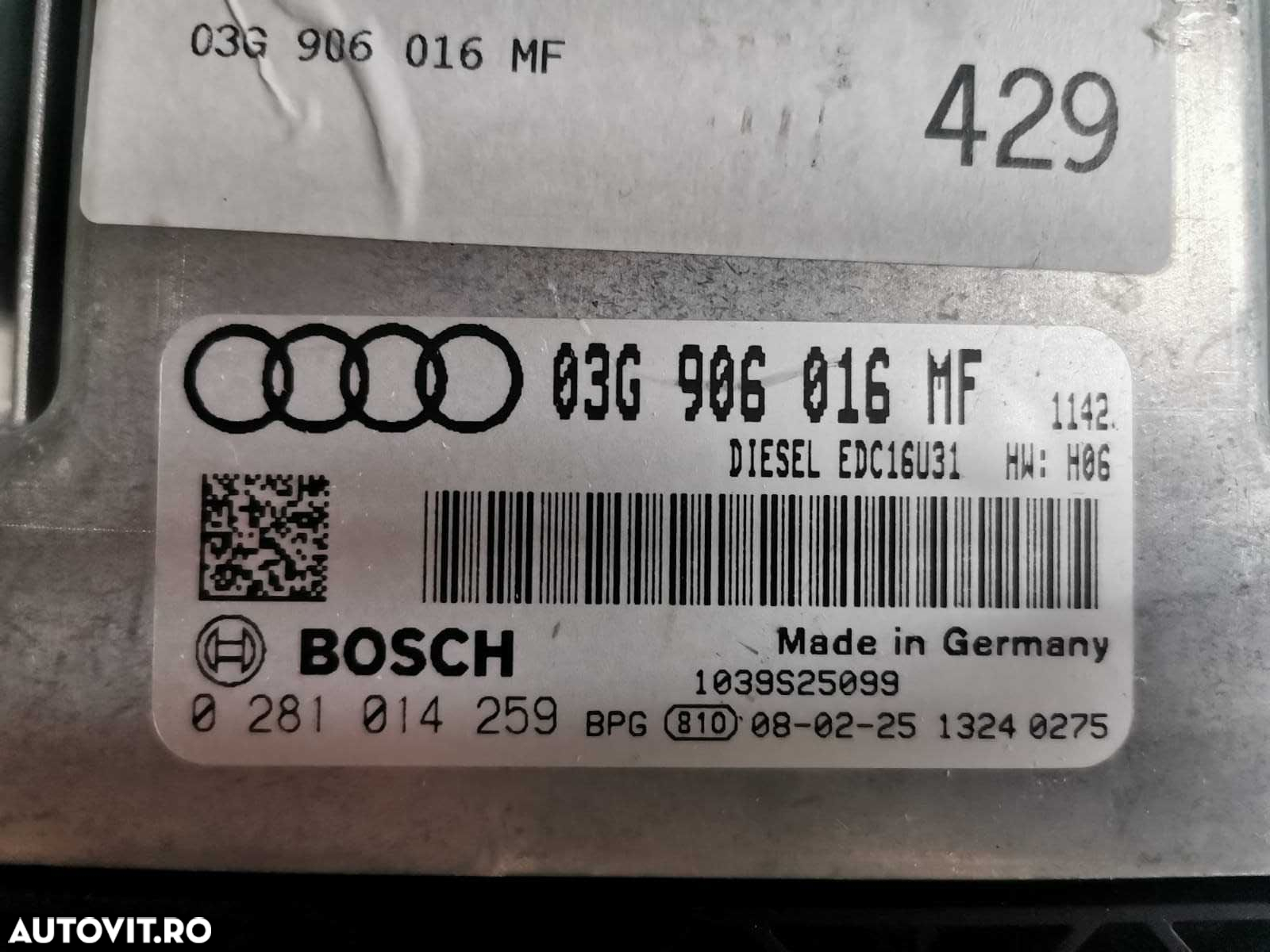 ECU Calculator motor Audi A6 2.0TDI EDC16U31 03G906016MF 0281014259 - 2