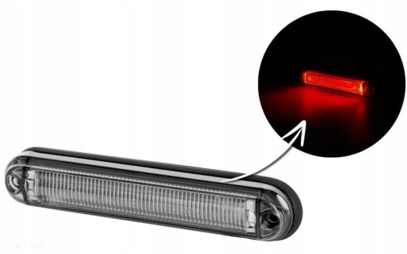 lampa obrysowa led typu slim ze światłoweodem czerwona 12/24v uniwersalna - 1