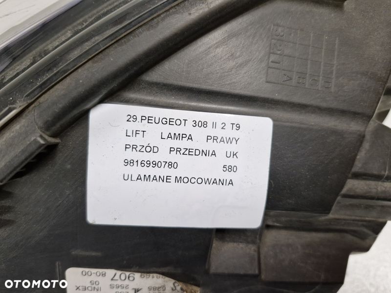 PEUGEOT 308 II 2 T9 LIFT LAMPA PRAWY PRZÓD PRZEDNIA UK 9816990780 - 8