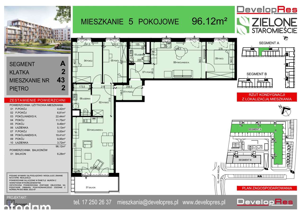 Dla inwestora - 5 pokoi| 96,12 m² | Zielone Staromieście A-43|