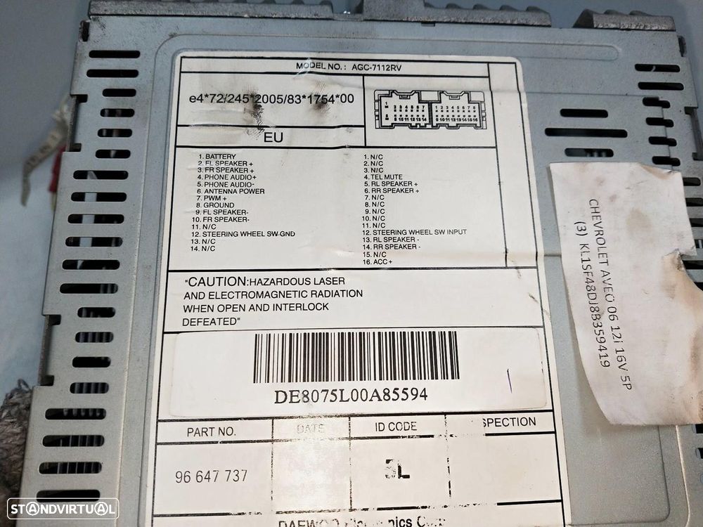 SISTEMA AUDIO / RADIO CD CHEVROLET AVEO / KALOS FASTBACK 2009 - 4