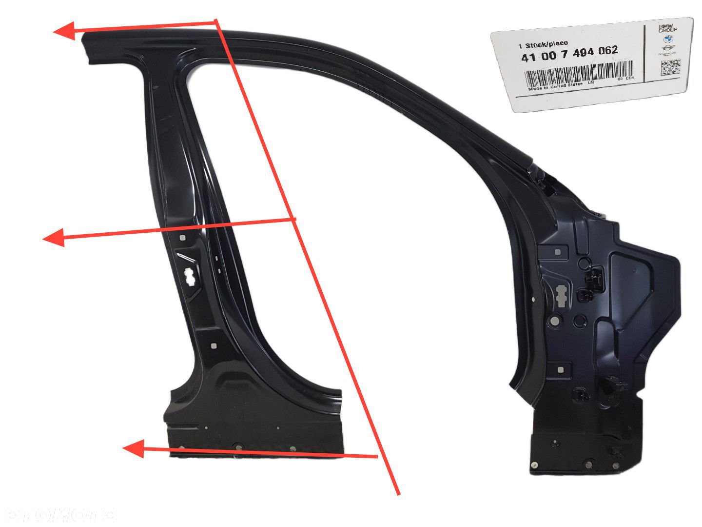 FABRYCZNIE NOWY ORYGINALNY SŁUPEK B PRÓG SRODKOWY PRAWY BMW X3 G01 17-25 7494062 - 1