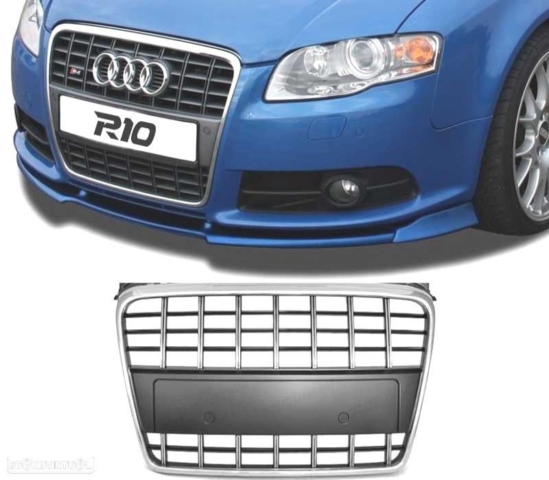 GRELHA FRONTAL AUDI A4 B7 LOOK S-LINE CROMADA - 1