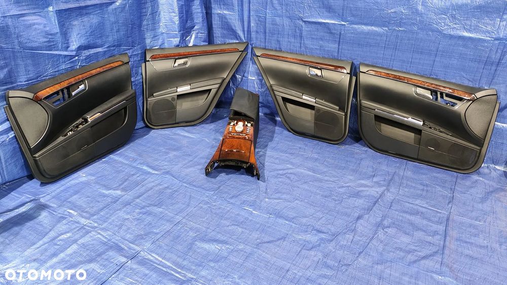 FOTELE KANAPA TUNEL ŚRODKOWY PODŁOKIETNIK BOCZKI DRZWI LED DEKORY TAPICERKA WNĘTRZE SKÓRA CZARNA GRZANA PAMIĘĆ FULL MASAŻE MERCEDES W221 LIFT KRÓTKI - 20