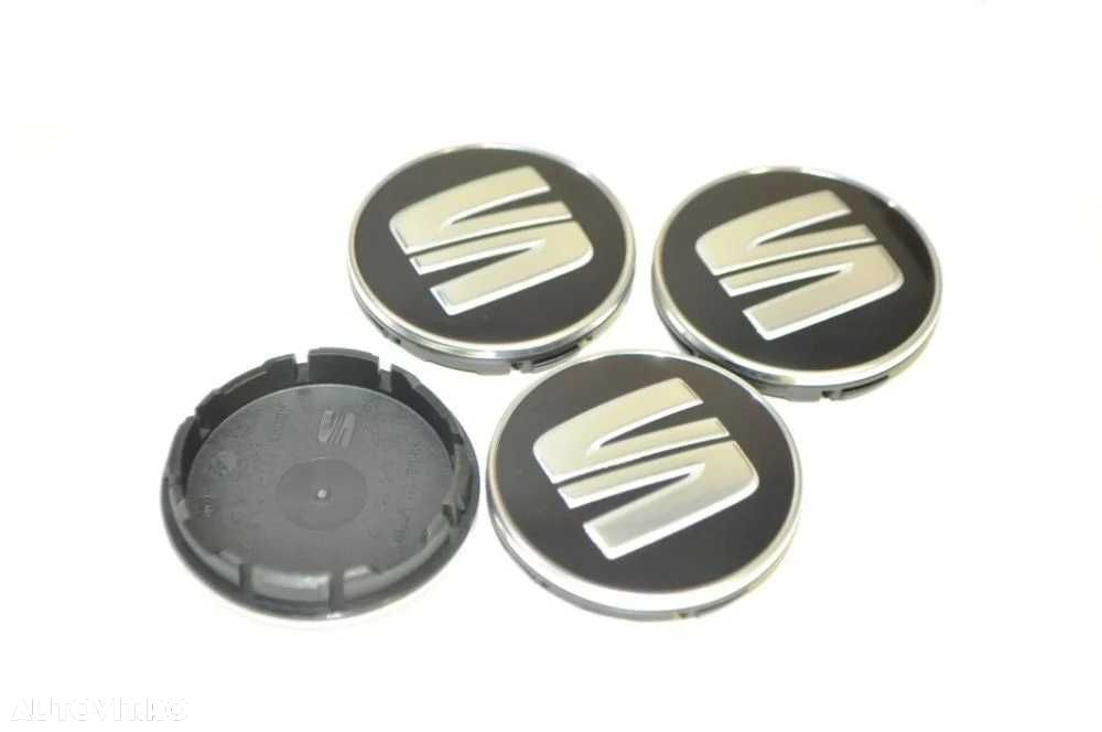 Set 4 Embleme Capace Roti Sigle Jante Seat 56mm, Negru, 5F0601171 - 3