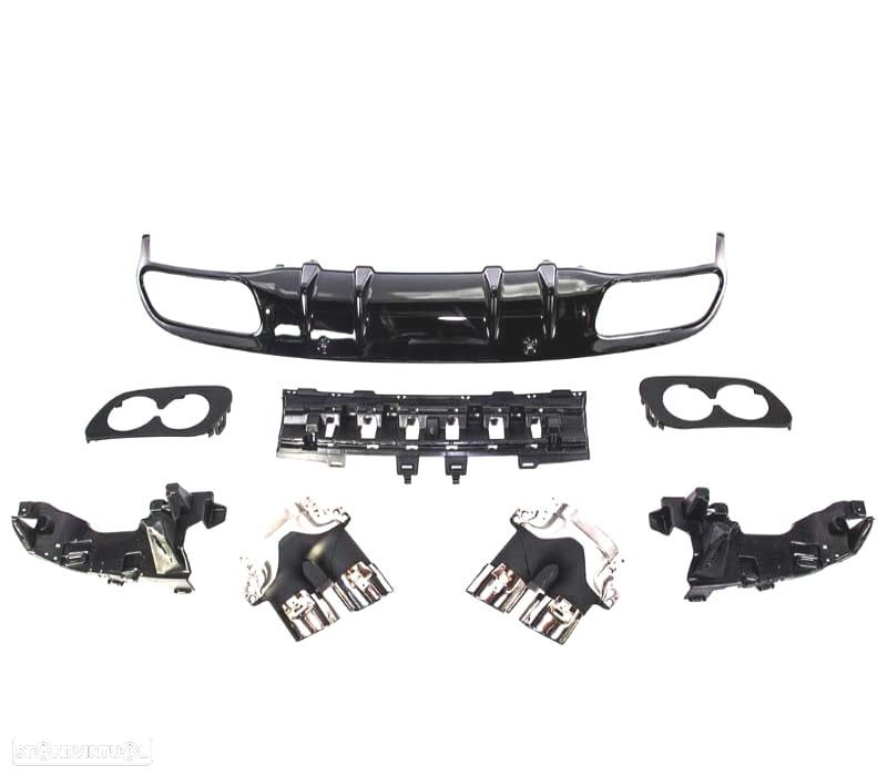 DIFUSOR MERCEDES CLASE C C205 COUPÉ 14-18 AMG PDC + PONTAS DE ESCAPE CROMADAS - 2