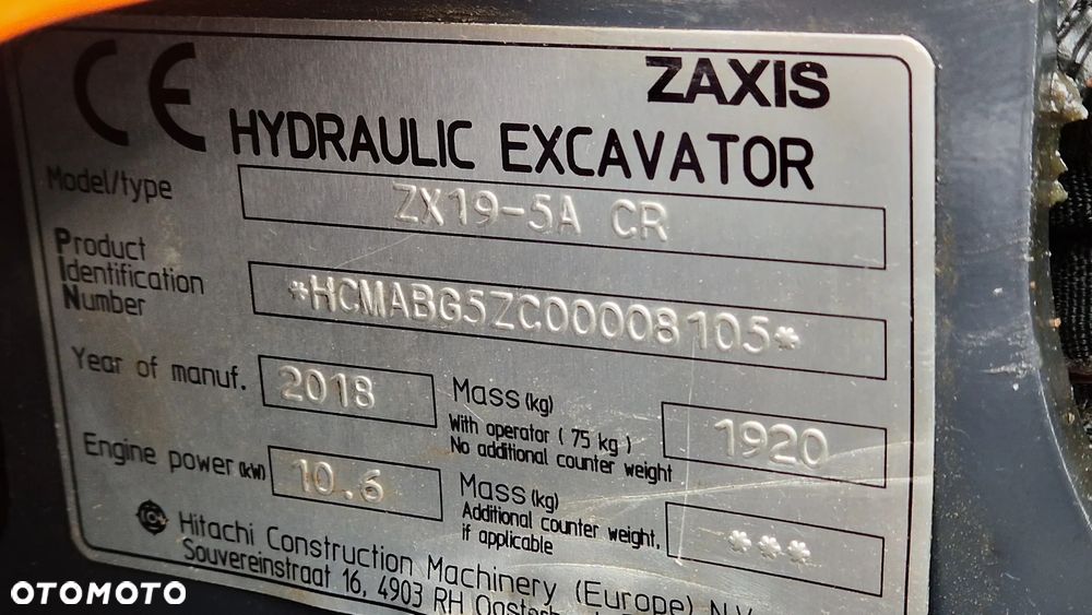 Hitachi Zx19 zaxis 19 - 21