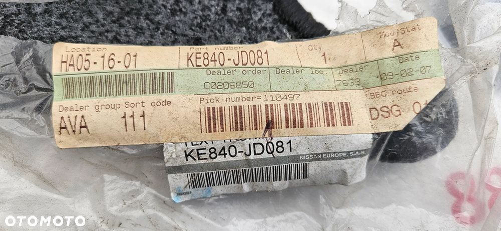 Nissan QASHQAI 2006-2010 Nissan QASHQAI+2 2010-2013 MATA WYKŁADZINA BAGAŻNIKA ORYGINAŁ nowa KE840-JD181 - 13