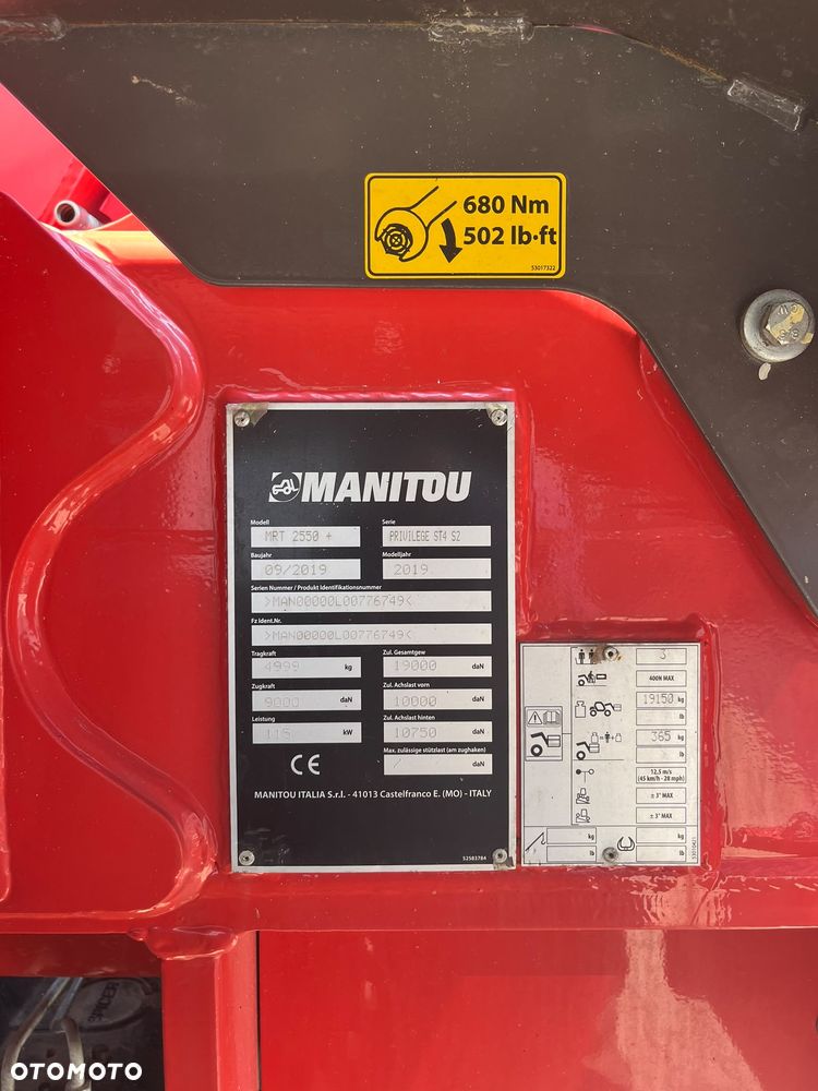 Manitou MRT 2550 PLUS PRIVILAGE ST4 S2 * 09/2019 * zdalne sterowanie * platforma * wyciągarka * hak * - 23