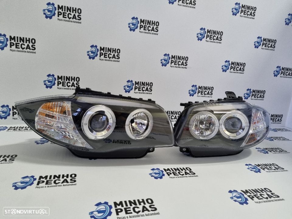 Faróis Angel Eyes BMW Série 1 Fundo Preto - 3