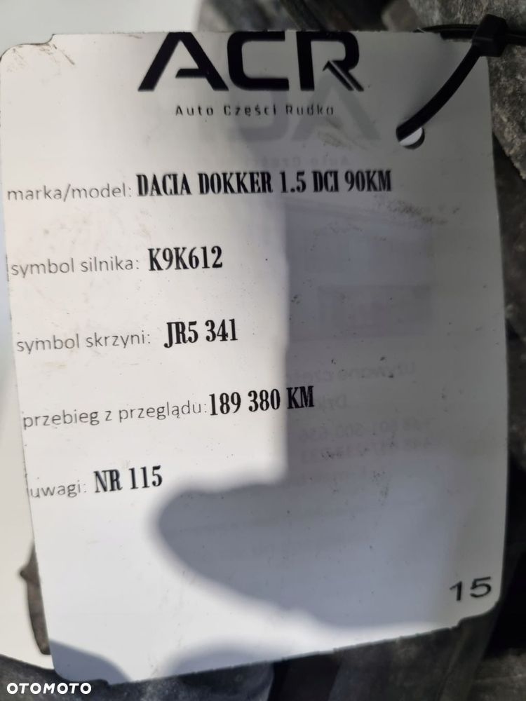 SKRZYNIA BIEGÓW Dacia Dokker 1.5 DCI MANUALNA manual JR5341 189tyś - 8