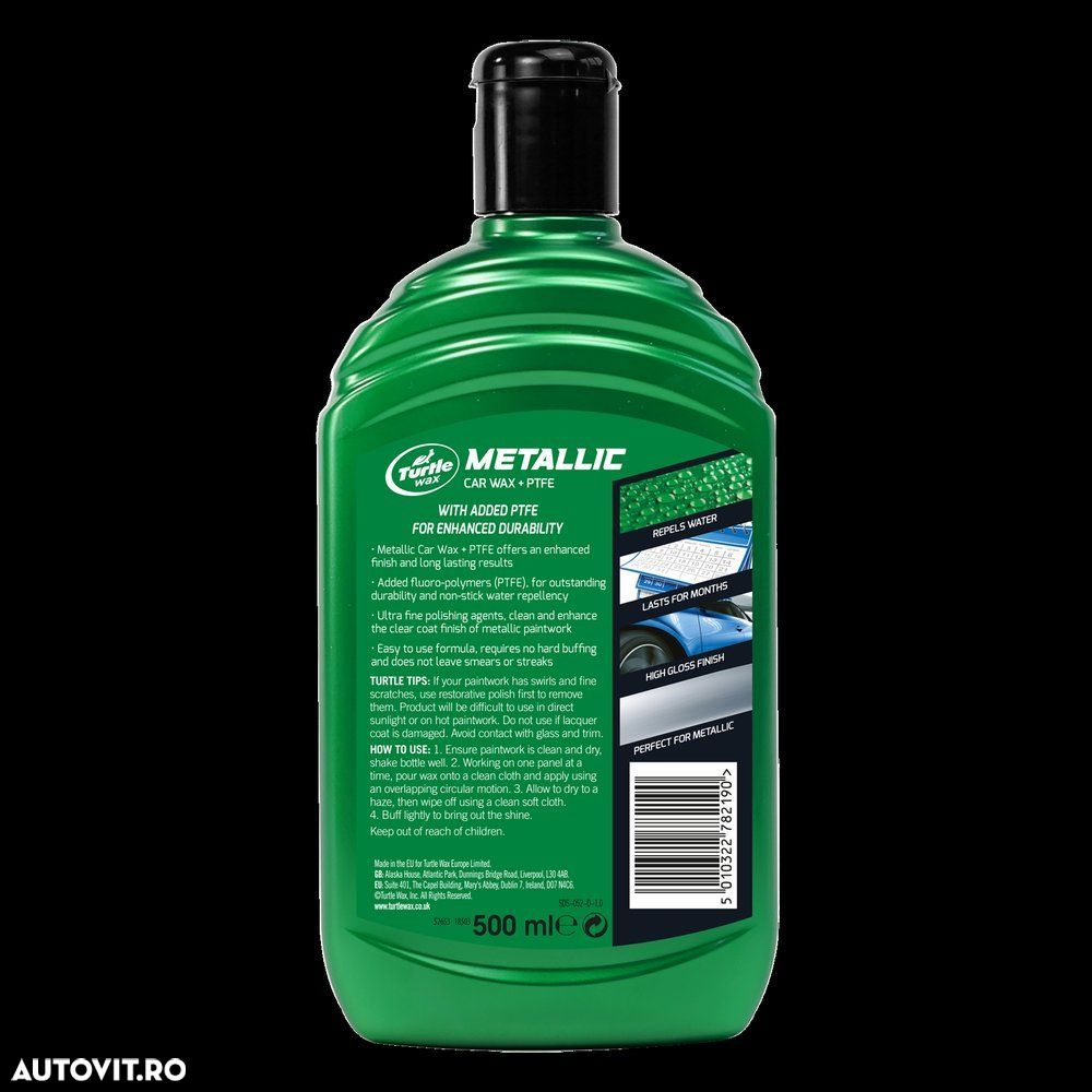 Ceara auto Turtle Wax FG8222 Metallic wax Ptfe 500ml pentru vopsele metalizate - 2