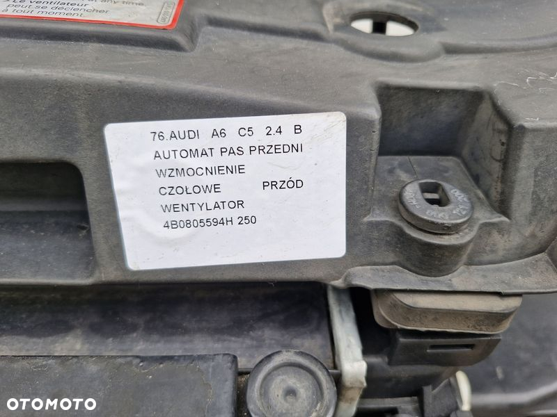 AUDI A6 C5 2.4 B V6 PAS PRZÓD PRZEDNI WZMOCNIENIE CZOŁOWE WENTYLATOR 4B0805594H - 5