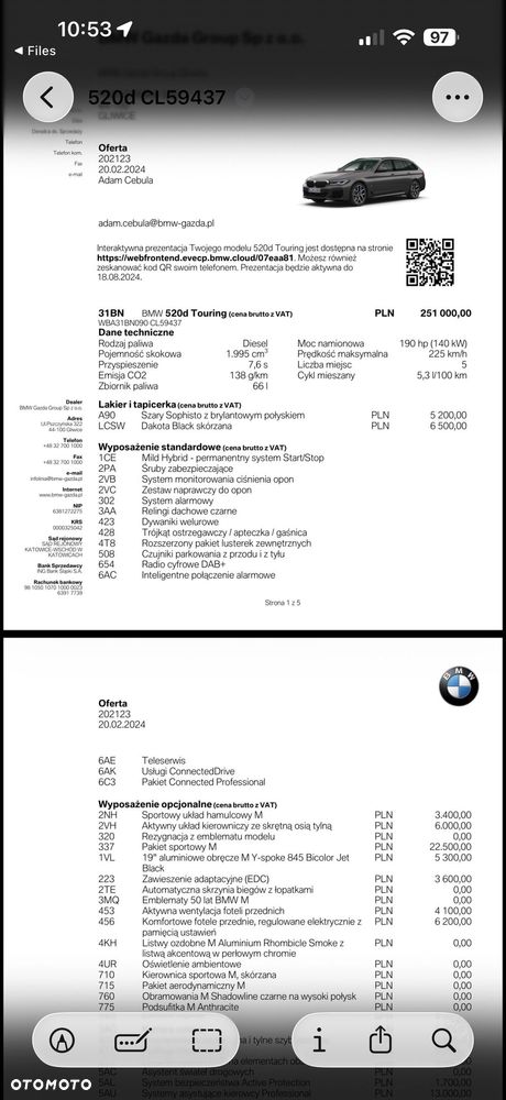 BMW Seria 5 520d mHEV M Sport sport - 22