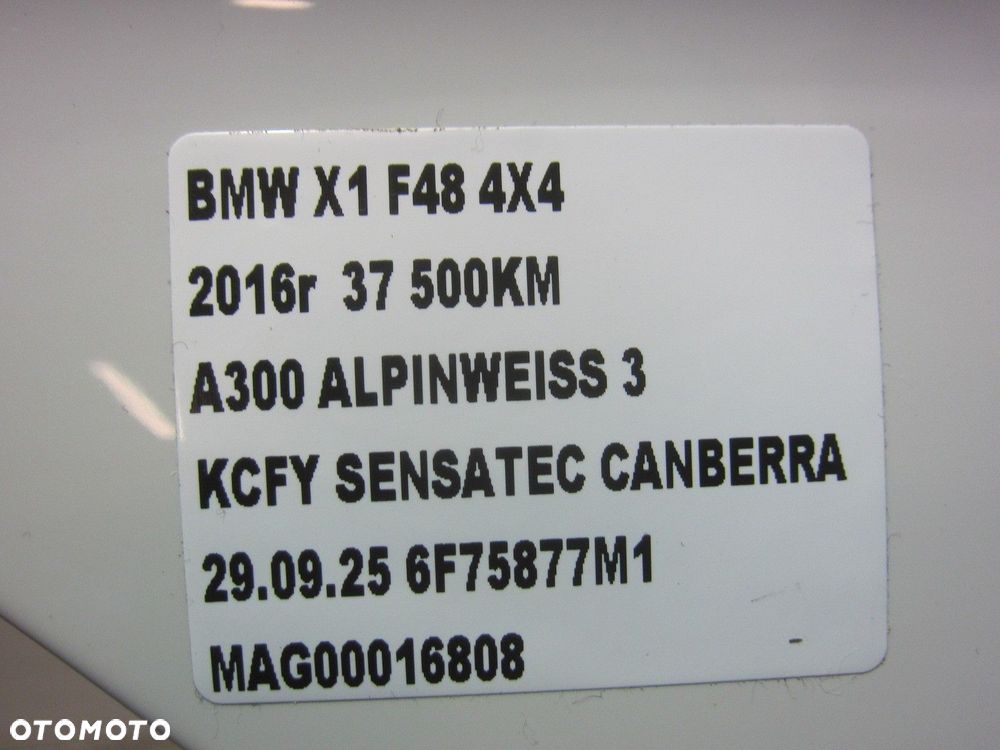 BMW X1 F48 BŁOTNIK PRZEDNI LEWY ALPINWEISS A300 PRZÓD LEWY BIAŁY W KOLOR - 11