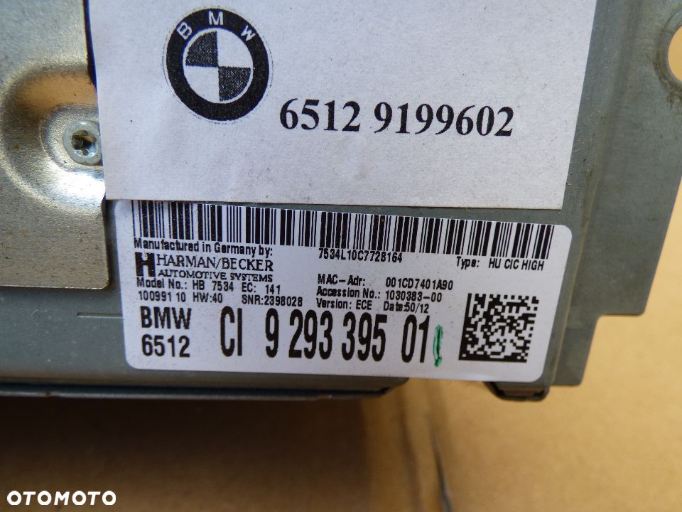 NAWIGACJA CZYTNIK BMW F01 f02 F10 F07  F06 F12 F13 HARMAN/BECKER 9293395  9274569  9207451 - 2