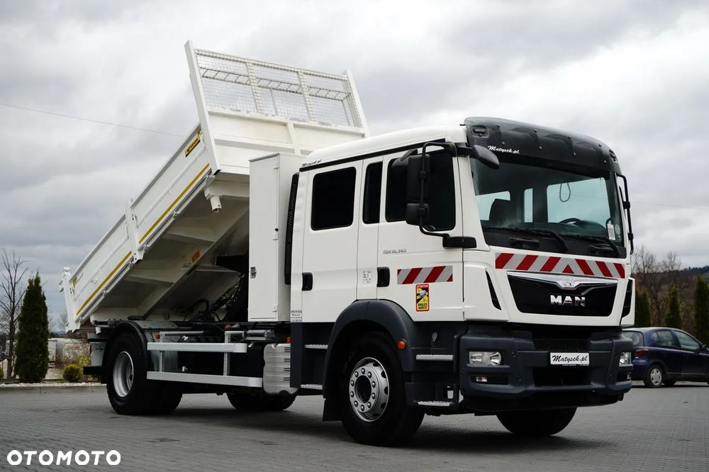 MAN TGM 18.340 / 4X2 / 3 STRONNA WYWROTKA / HYDROBURTA / BRYGADÓWKA 7 MIEJSC / BORDMATIC - 7