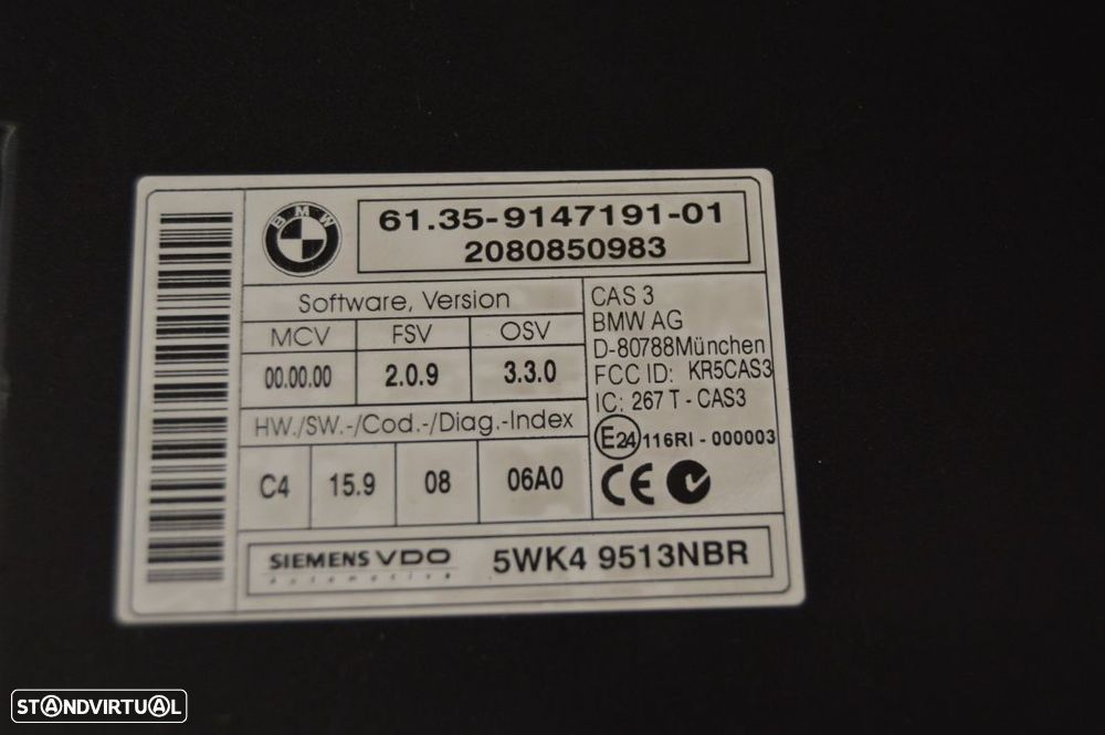 CENTRALINA MODULO CONTROLO CONFORT UNIDADE 6135 9147196 01 5WK49513OBR BMW SERIE 1 E87 116i N43B16A - 4