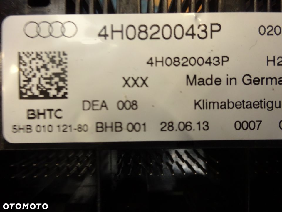 4H0820043P panel klimatyzacji climatronic Audi A8 D4 4H0 czesci - 2