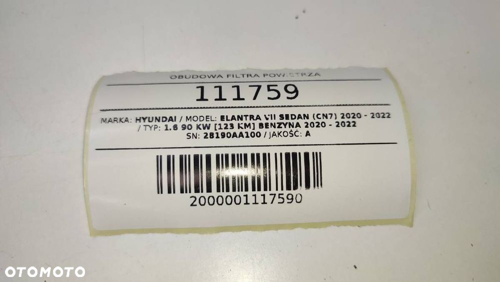 REZONATOR POWIETRZA OBUDOWA HYUNDAI ELANTRA VII 28190-AA100 - 6