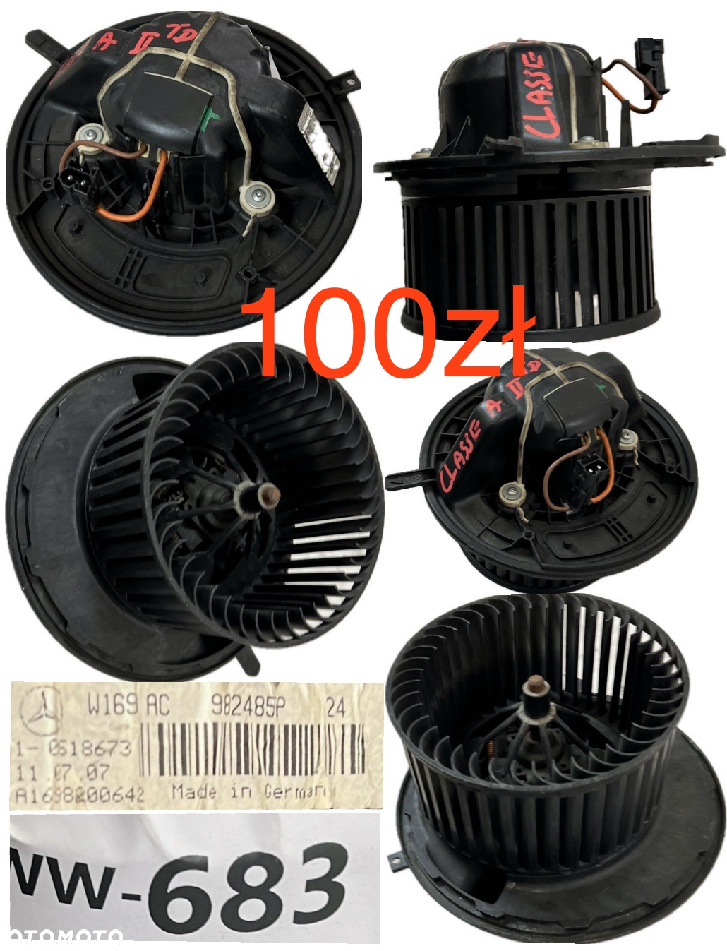 Wentylator dmuchawa nagrzewnicy Opel Insignia B Kia Picanto II 2011-2015r Mercedes Vito W638 C W204 2007-2014r A W169 04-12r BMW X6 F16 X5 F15 14-19r BMW F20 F21 F30 F31 2011-2018r Multipla II Nissan Serena Vanette Terrano NV300 Trafic III Vivaro B Talento  Oryginał - 5