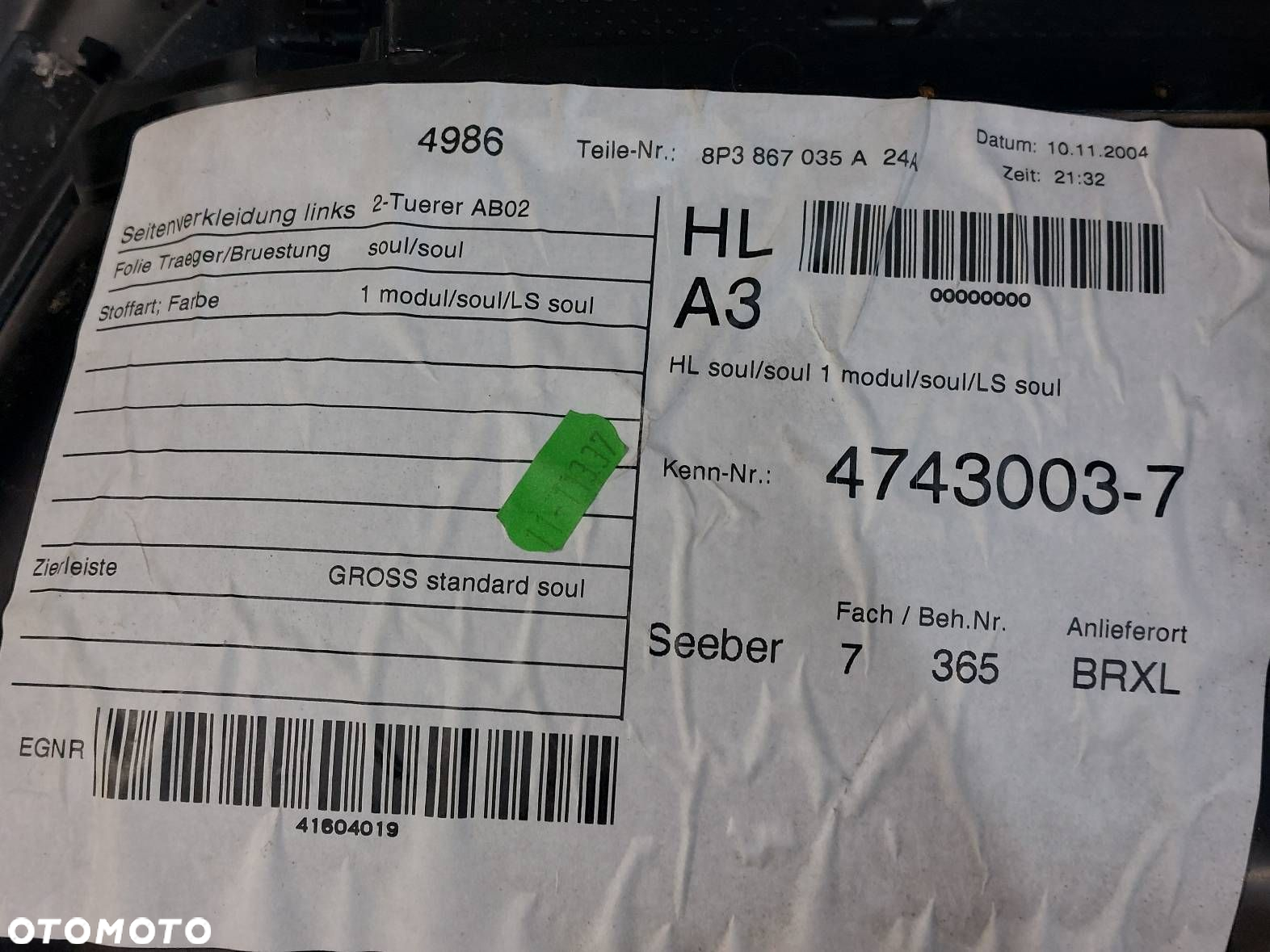 BOCZEK BOCZKI DRZWI KOMPLET AUDI A3 8P HB 3D - 11