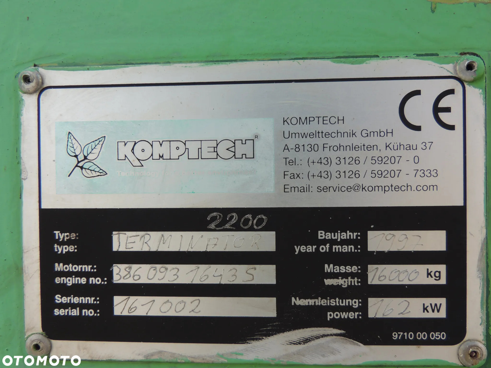 Inny Komptech Terminator 2200, Rozdrabniacz wolnoobrotowy, 1997rok, 220KM - 10