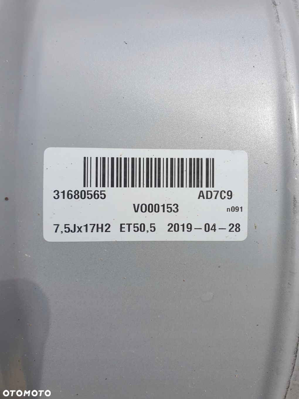 Felga Volvo XC40 7.5x17 et 50.5 31680565 - 4