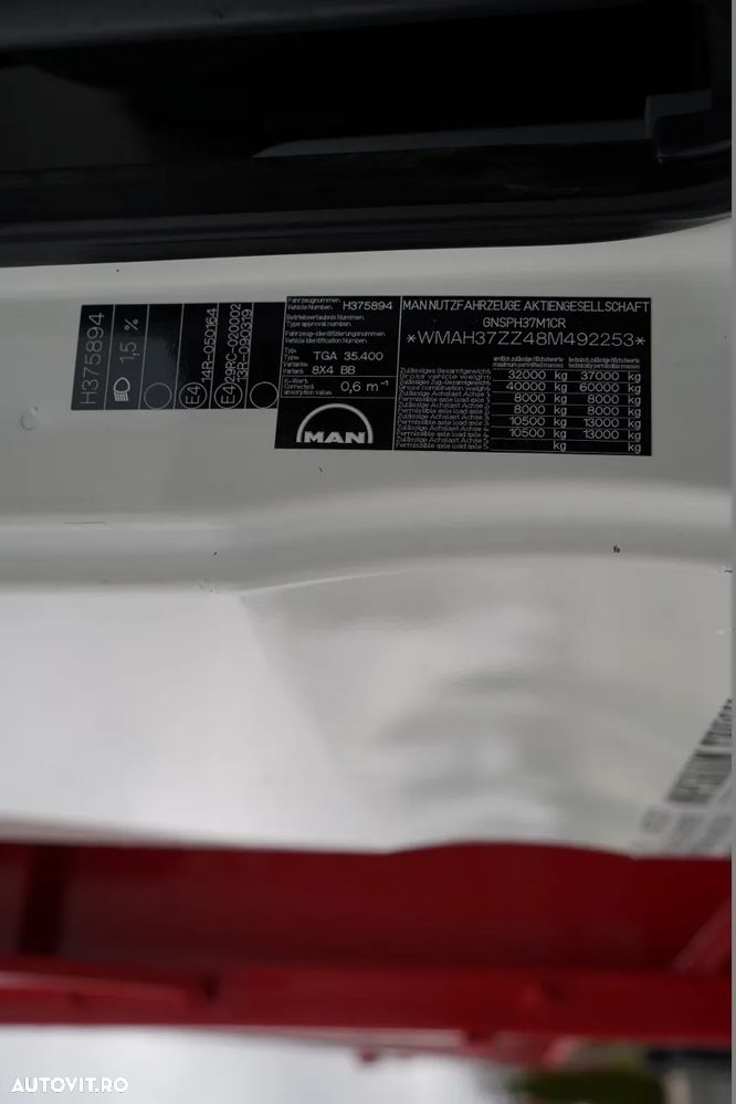 MAN TGA 35.400 / 8X4 / BASCULATOR 2 LATE / HIDRAULIC LATERAL / CLAPETĂ HIDRAULICĂ / MANUALĂ / MEILLER KIPPER - 37