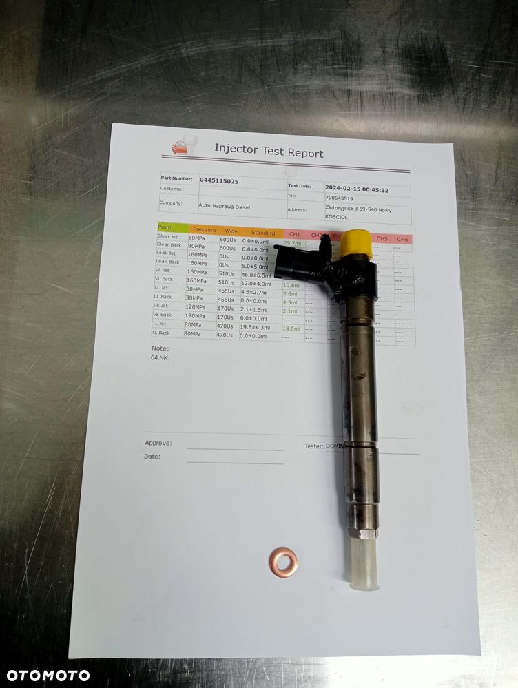 WTRYSK WTRYSKIWACZ BOSCH 0445115025 SPRAWDZONY