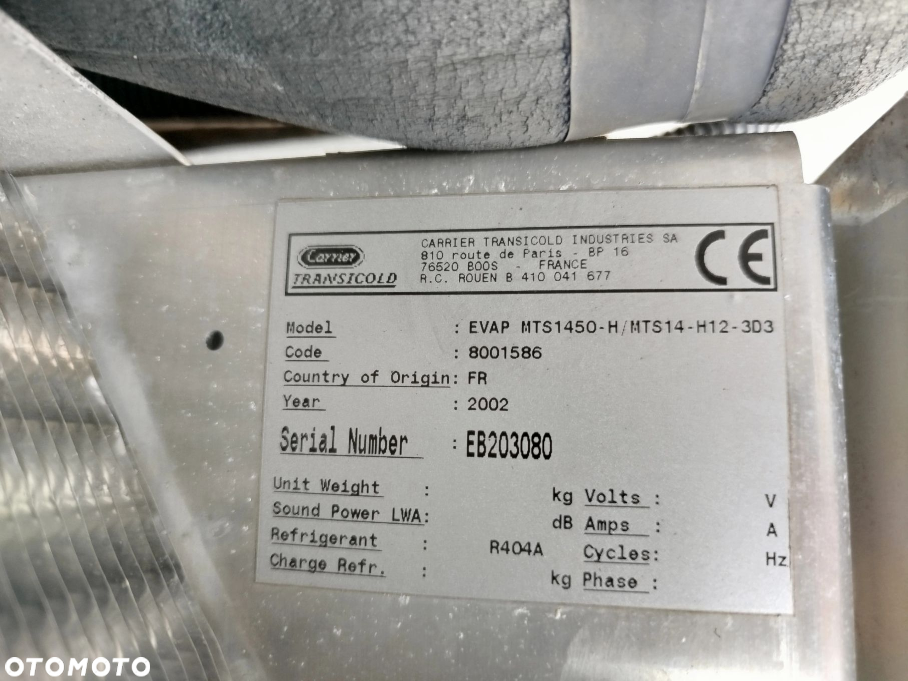 AGREGAT CHŁODNICZY CARRIER EVAP MTS1450-H MTS14-H12-3D3 - 6