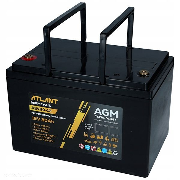 Akumulator ATLANT Deep Cycle 12V 80Ah AEV80-12 260168173 M6 - 5
