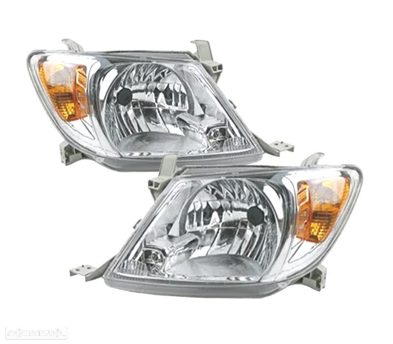 FARÓIS PARA TOYOTA HILUX VIGO PICK-UP 05-11 FUNDO CROMADO - 1