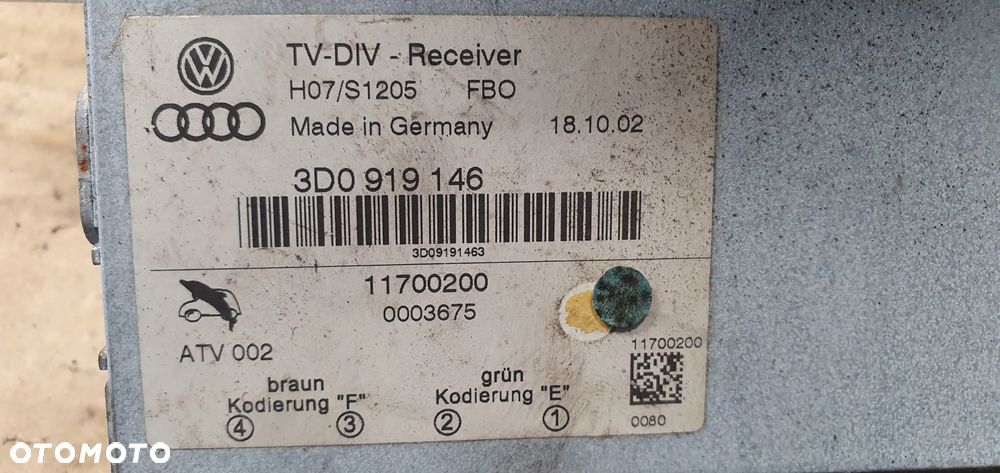Moduł sterownik tuner TV VW Phaeton 3D0919146 - 5