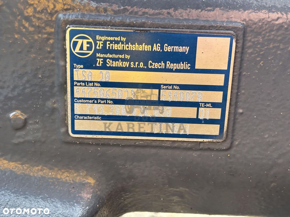 ZF TSA 20 Most Przedni Zwolnica Zwrotnica Siłownik Pochwa Obudowa Wkład Układ Planetarny CZĘŚCI - 16