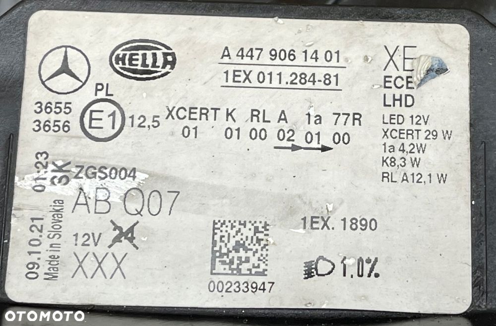 MERCEDES W 447 VITO 2019 - LAMPA FULL LED LEWA PRZÓD A4479061401 09.10.21 - 10