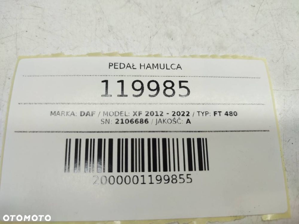 PEDAŁ PŁYTA ZAWÓR HAMULCA 2106686 DAF XF 106 EUROPA EURO 6 - 8
