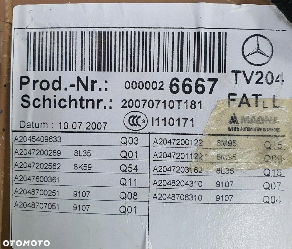 BOCZEK TAPICERKA LEWY PRZÓD MERCEDES W204 A2045409633 EUROPA - 10