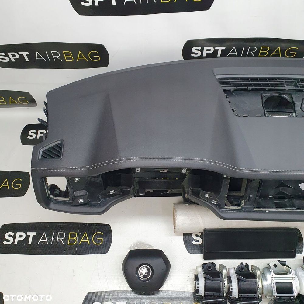 SKODA KODIAQ LIFT DESKA ROZDZIELCZA KONSOLA KOKPIT PULPIT PODUSZKI AIRBAG AIR BAG PASY KIT SET - 2
