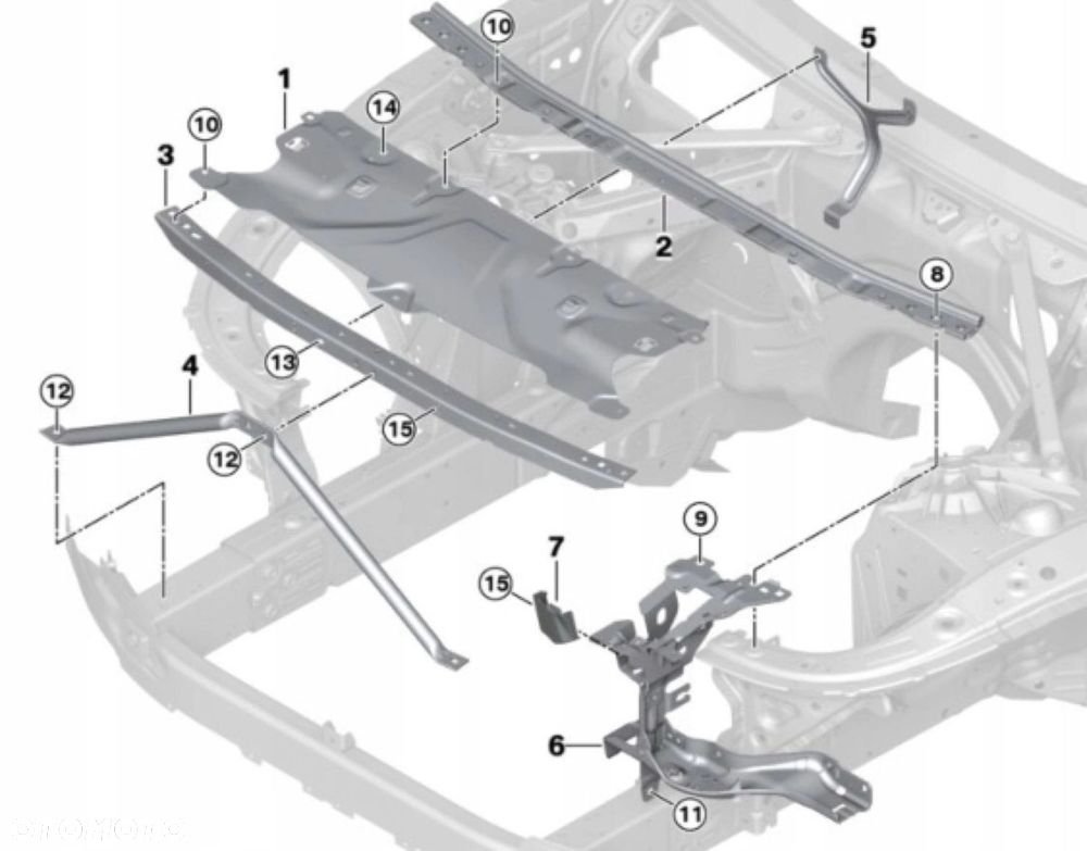 KPL PAS PRZEDNI wzmocnienie czołowe belka zderzaka okular BMW 5 G30 G31 17+ - 3