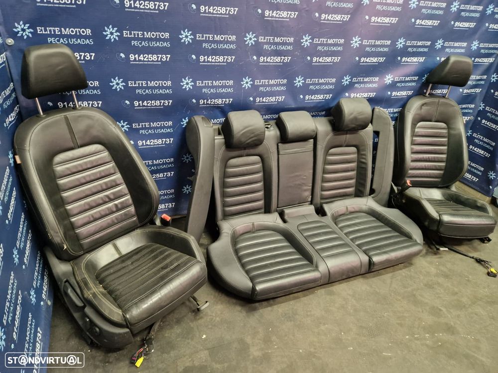 Jogo de bancos usados VW PASSAT CC HIGHLINE PELE PRETOS - 1