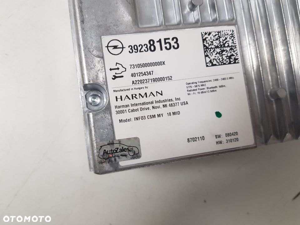 RADIO MULTIMEDIA MODUŁ HARMAN OPEL 39238153 WIFI BLUETOOTH NOWY - 7