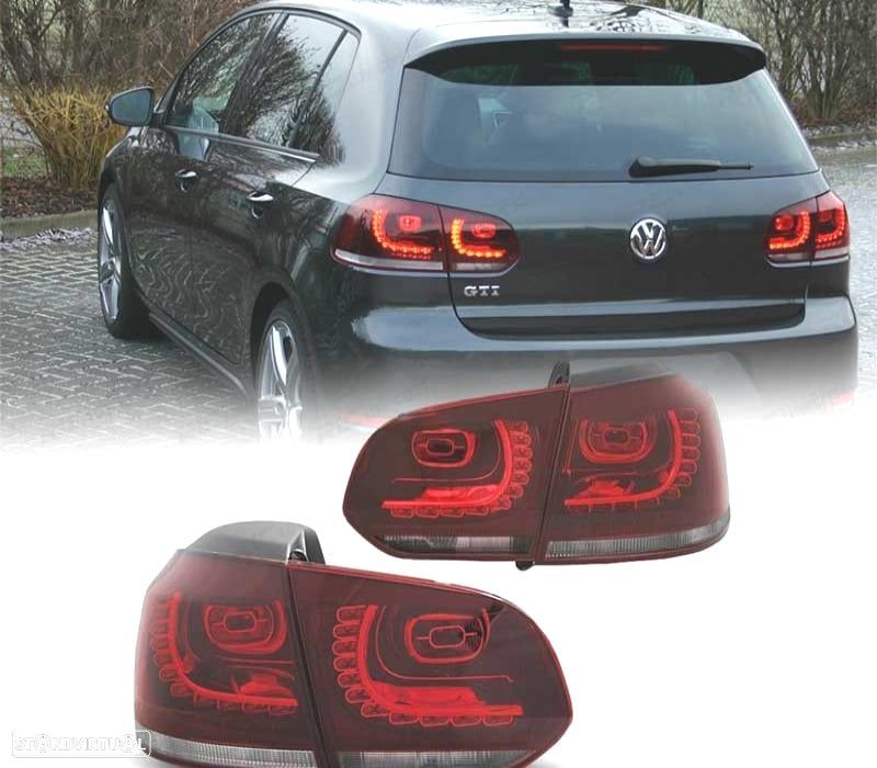 FAROLINS TRASEIROS LED VOLKSWAGEN VW GOLF 6 MK VI 08-12 VERMELHO BRANCO - 1