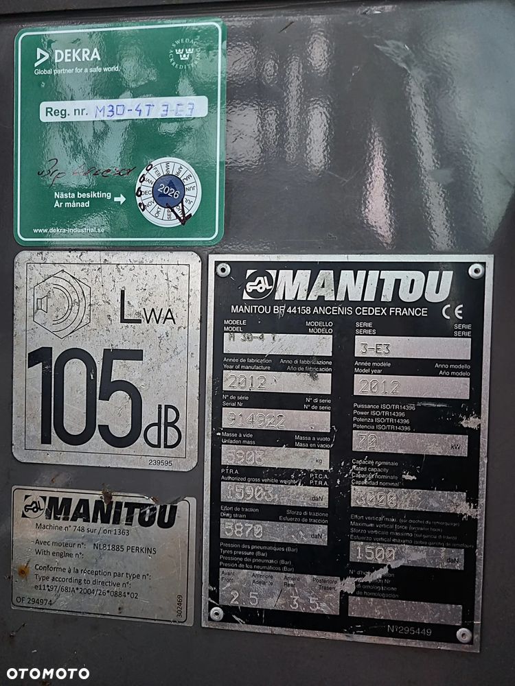 Manitou M30-4 T Wózek Widłowy 4X4 TERENOWY JAK NOWY! 2013r z Norwegii. Silnik PERKINS TURBO 100KM! DEKRA do 2026roku! 3 tony Udzwig! Posuw wideł Hydrauliczny! Jazda REWERS+4 biegi. Ani deka luzów czy wycieków! Zadbana Maszyna! - 6