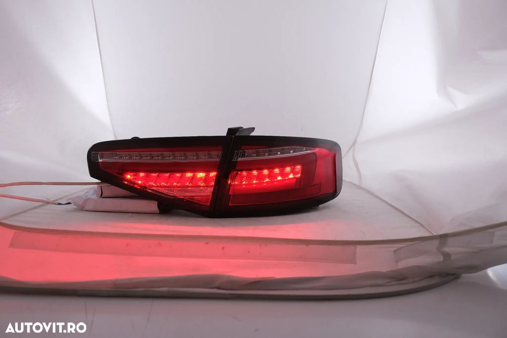 Stopuri Full LED compatibil cu Audi A4 B8 Sedan (2012-2015) Rosu Semnal Dinamic - 3