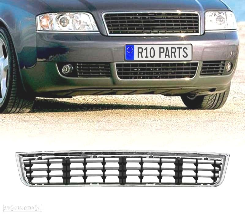 GRELHA FRONTAL INFERIOR PÁRA-CHOQUES AUDI A4 B6 PRETO CROMADO - 1