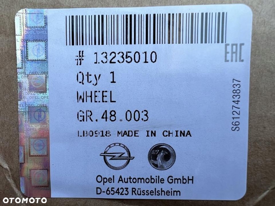 Felga 17cali Opel Insignia Chevrolet 13236010 - 5