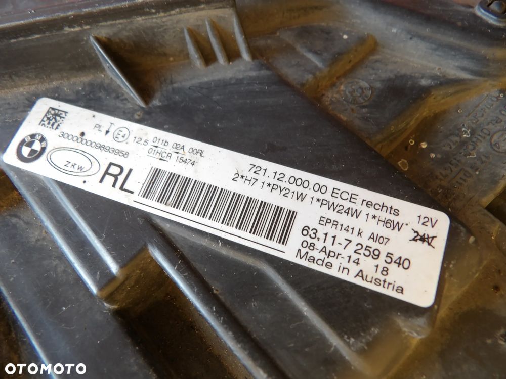 BMW - F30 - H7 - USZKODZONE SZKŁO - PRAWA LAMPA PRZEDNIA  - UK - 7259540 - 10